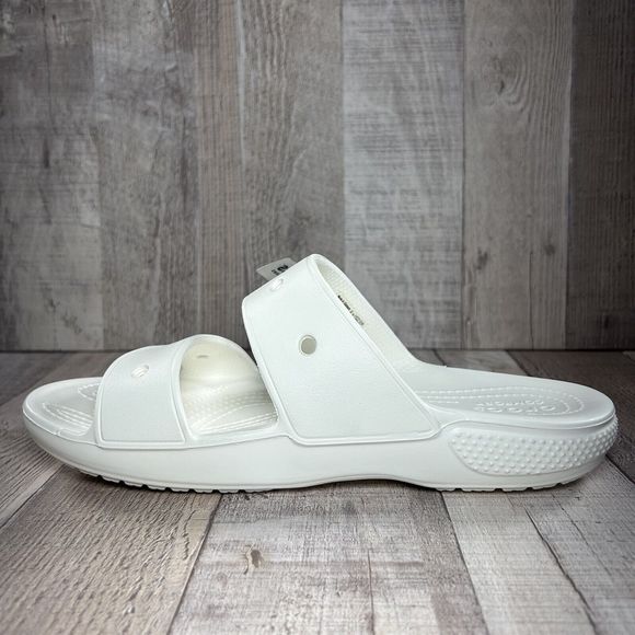 Crocs Women's Classic Slide Sandal Comfort Two Strap Slip On White Size 9 - Picture 10 of 13